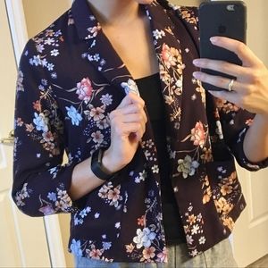 Purple Blazer w/ Floral Pattern.